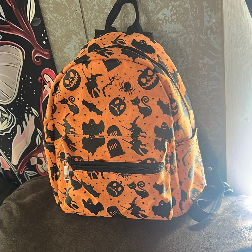 Festive Orange Halloween Mini Backpack